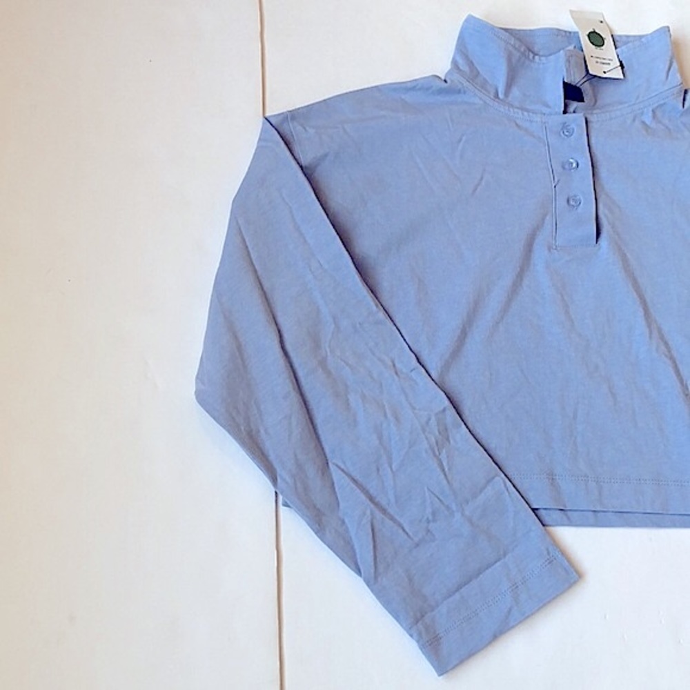 NWT Cotton On Body 4 Button Long Sleeve Crop Top In Iced Sky Size - Picture 3 of 12